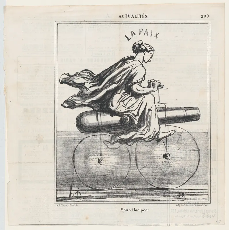 My bicycle!, from "News of the day" Wall Art by Honoré Daumier - High-Resolution Digital Print