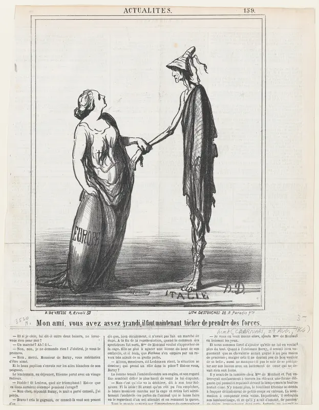 My friend, you are tall enough; but now you must try to put on some weight!, from 'News of the day,' published in Le Charivari, August 29, 1866 Wall Art by Honoré Daumier - High-Resolution Digital Print