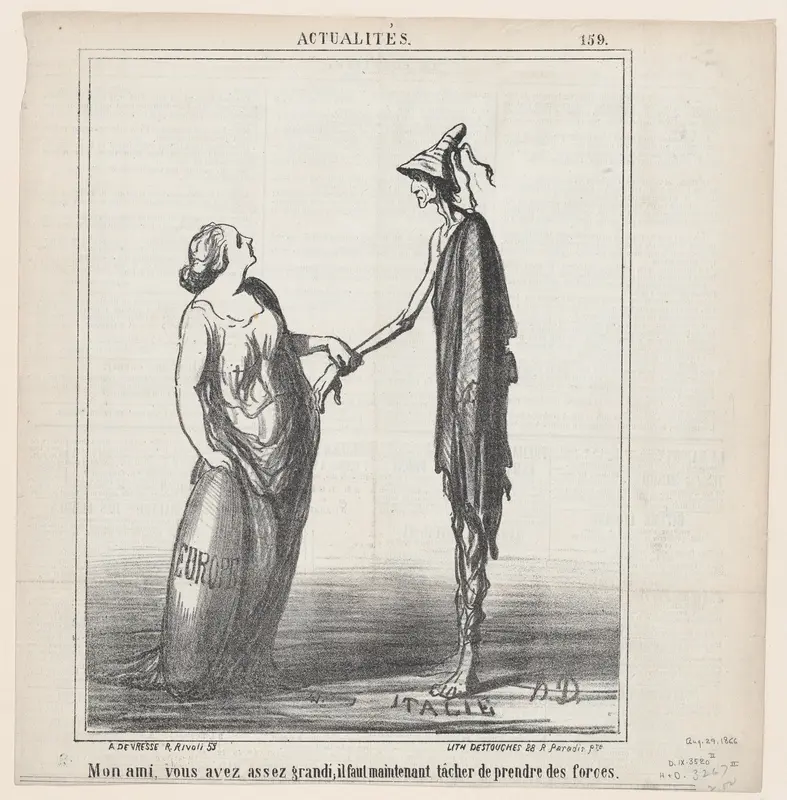 My friend, you are tall enough; but now you must try to put on some weight!, from "News of the Day" Wall Art by Honoré Daumier - High-Resolution Digital Print