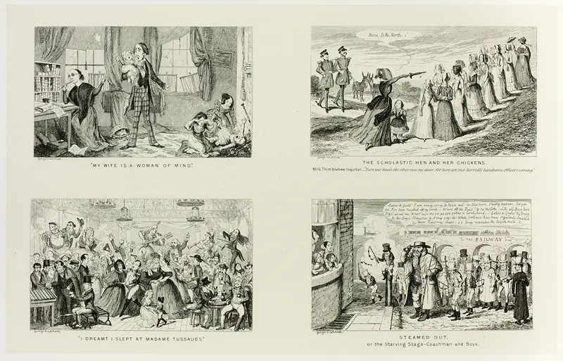 "My Wife is a Woman of Mind" from George Cruikshank's Steel Etchings to The Comic Almanacks: 1835-1853 (top left) Wall Art by George Cruikshank - High-Resolution Digital Print
