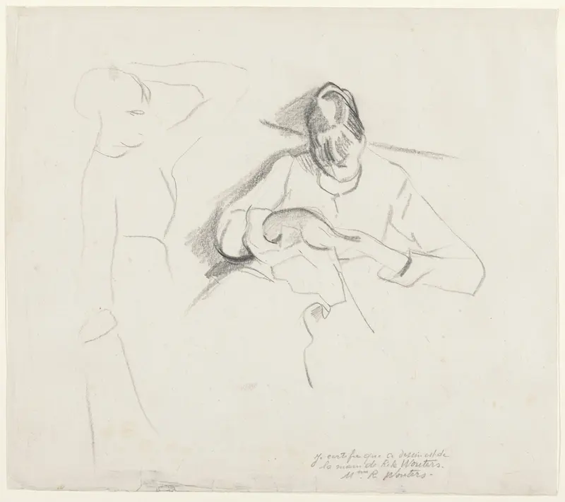 Naaiende vrouw Wall Art by Rik Wouters - High-Resolution Digital Print