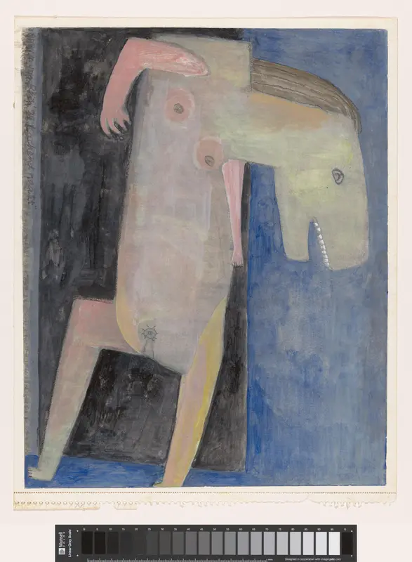 Naakt figuur met paardenkop Wall Art by Unknown - High-Resolution Digital Print