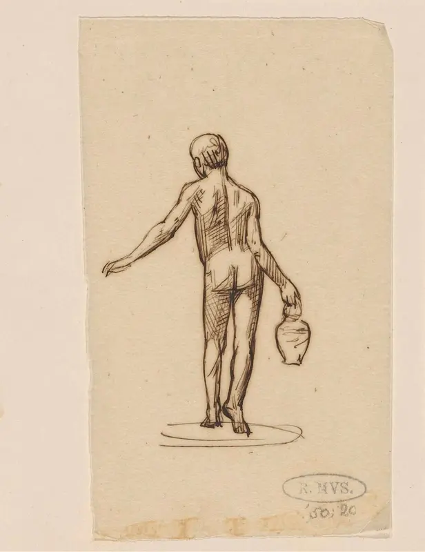 Naakte jongen met kan in de hand, op de rug gezien Wall Art by August Allebé - High-Resolution Digital Print