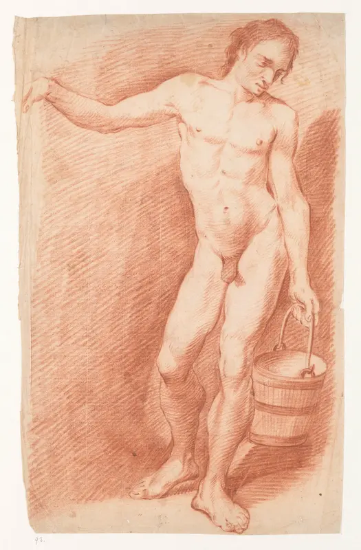 Naakte man met emmer Wall Art by Unknown - High-Resolution Digital Print