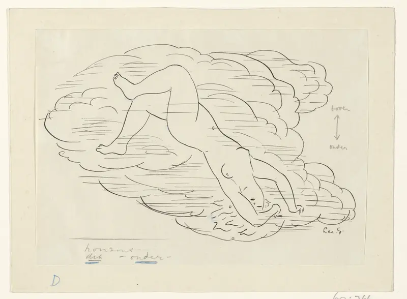 Naakte vrouw in de wolken Wall Art by Unknown - High-Resolution Digital Print
