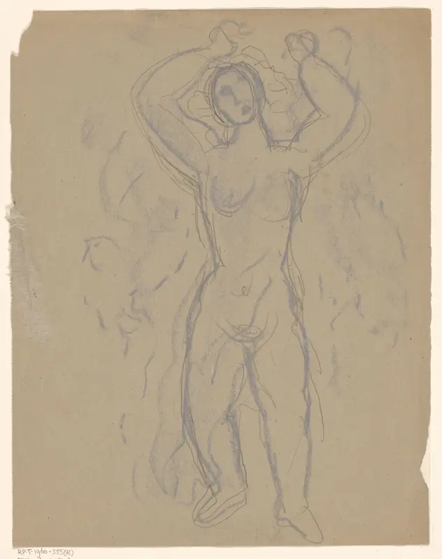 Naakte vrouw met de handen boven het hoofd Wall Art by Leo Gestel - High-Resolution Digital Print