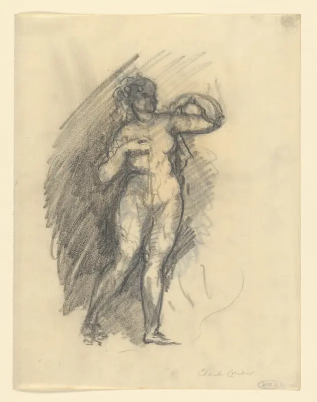 Naakte vrouw met half opgeheven armen, naar rechts Wall Art by Charles Conder - High-Resolution Digital Print