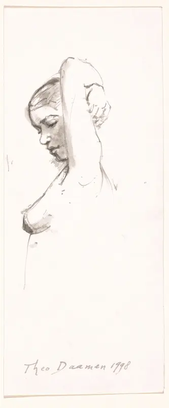 Naakte vrouw met opgeheven arm Wall Art by Unknown - High-Resolution Digital Print