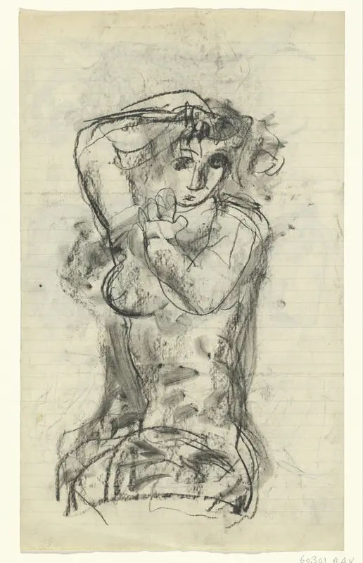 Naakte zittende vrouw Wall Art by Leo Gestel - High-Resolution Digital Print