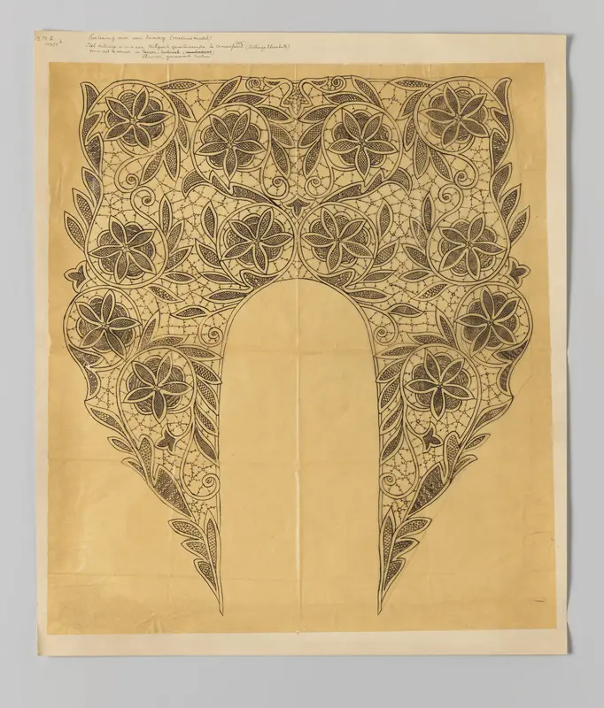 Naaldkantpatroon voor een u-vormige kraag Wall Art by Unknown - High-Resolution Digital Print