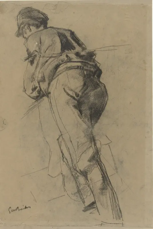Naar voren lopende, trekkende man Wall Art by George Hendrik Breitner - High-Resolution Digital Print