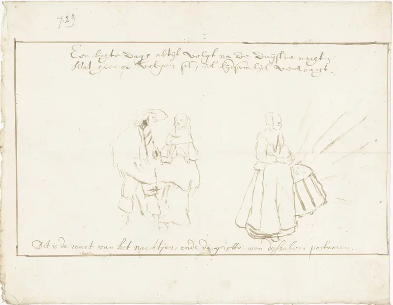 Nacht: een stel lopend achter een vrouw met een lantaarn Wall Art by Gesina ter Borch - High-Resolution Digital Print