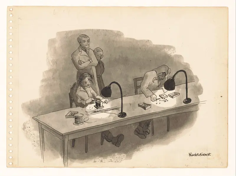 Nachtdienst in Telefunkenfabriek Wall Art by Agatha Abrahamina Siegenbeek van Heukelom (Atie) - High-Resolution Digital Print