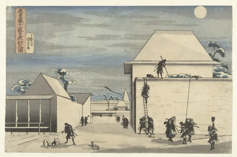 Nachtelijke aanval in de elfde akte van het Chushingura toneelstuk Wall Art by Unknown - High-Resolution Digital Print