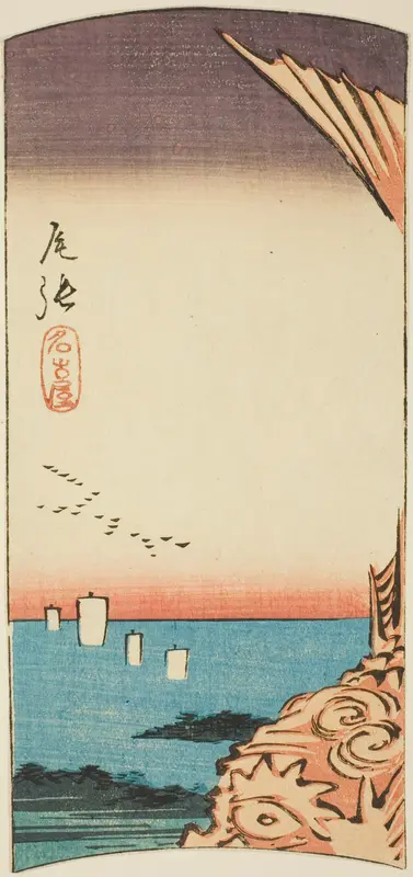 Nagoya in Owari Province, section of sheet no. 4 from the series "Cutout Pictures of the Provinces (Kunizukushi harimaze zue)"