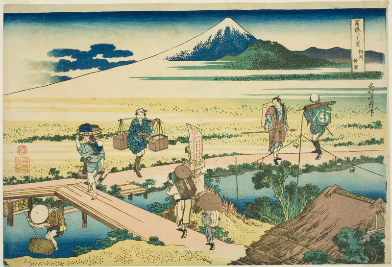 Nakahara in Sagami Province (Soshu Nakahara), from the series "Thirty-six Views of Mount Fuji (Fugaku sanjurokkei)" Wall Art by Katsushika Hokusai - High-Resolution Digital Print