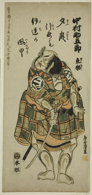 Nakamura Sukegoro I holding a sword Wall Art by Torii Kiyoshige - High-Resolution Digital Print