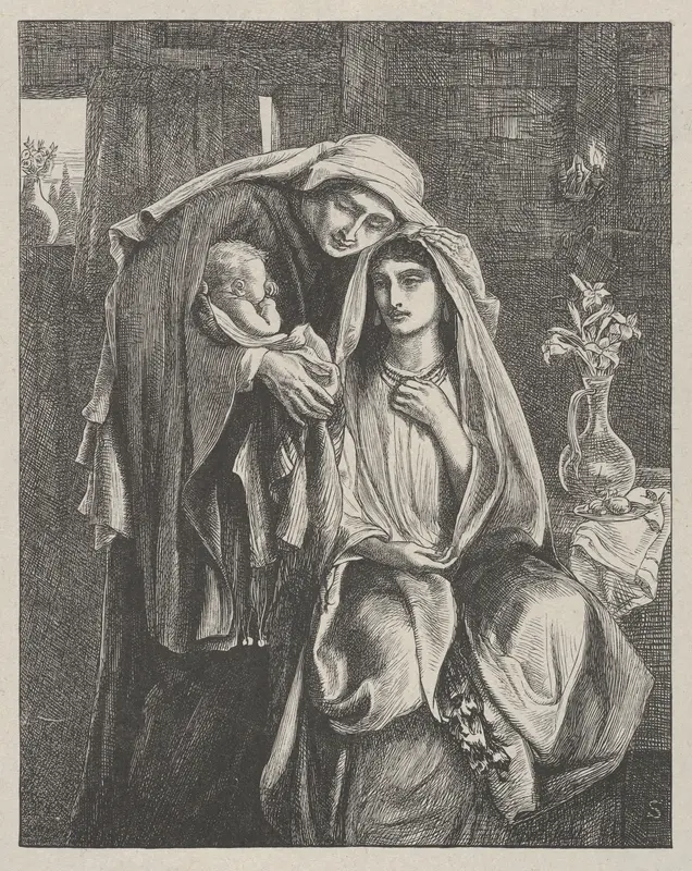 Naomi and the Child Obed, from "Dalziels' Bible Gallery" Wall Art by Simeon Solomon - High-Resolution Digital Print