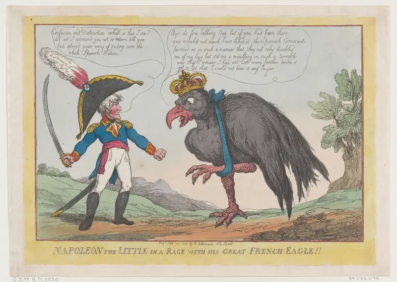 Napoleon The Little in a Rage with His Great French Eagle!! Wall Art by Thomas Rowlandson - High-Resolution Digital Print