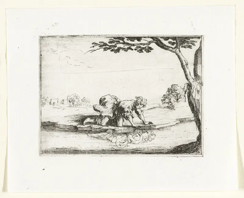 Narcissus bewondert zijn spiegelbeeld in het water Wall Art by Jacques Callot - High-Resolution Digital Print