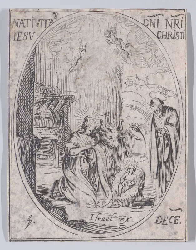 Nativité de N.-Segneur Jésus-Christ (The Nativity), December 25th, from "Les Images De Tous Les Saincts et Saintes de L'Année" (Images of All of the Saints and Religious Events of the Year) Wall Art by Jacques Callot - High-Resolution Digital Print