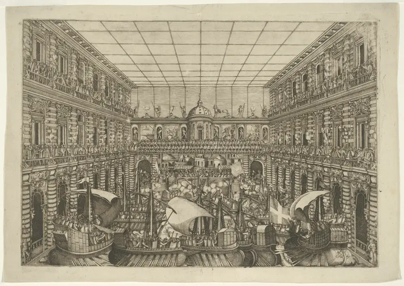 Naumachia in the Courtyard of Palazzo Pitti Wall Art by Orazio Scarabelli - High-Resolution Digital Print