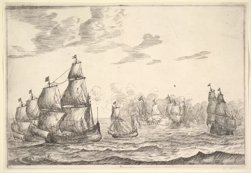 Naval Battle Scene Wall Art by Reinier Nooms, called Zeeman - High-Resolution Digital Print