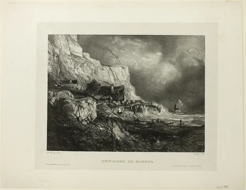 Near Dieppe, plate one from Six Marines Wall Art by Eugène Isabey - High-Resolution Digital Print