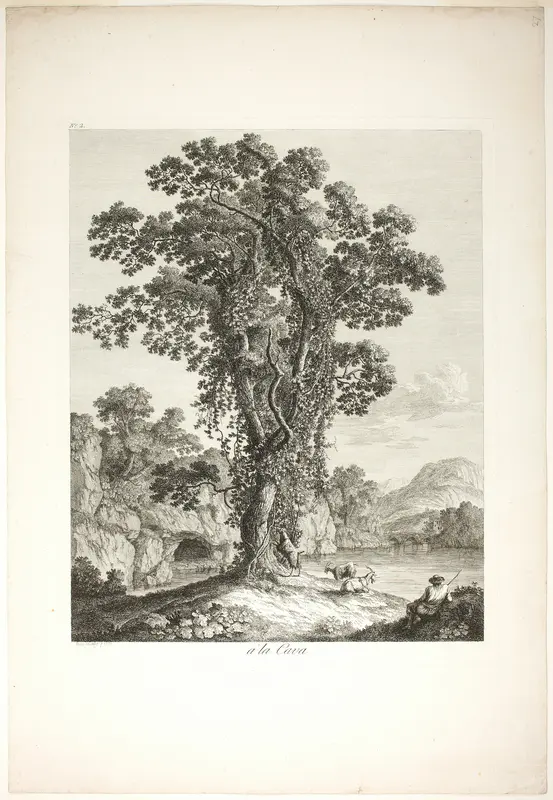 Near la Cava, from Suite de IV Vues Dessinées Dans le Roiaume de Naples Wall Art by Jacob Philipp Hackert - High-Resolution Digital Print