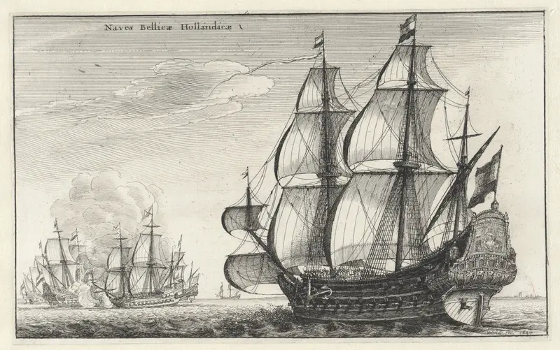 Nederlands oorlogsschip nadert een zeeslag Wall Art by Unknown - High-Resolution Digital Print