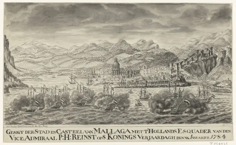 Nederlandse oorlogsvloot voor Malaga voor de viering van de verjaardag van Karel III, 1784 Wall Art by Unknown - High-Resolution Digital Print