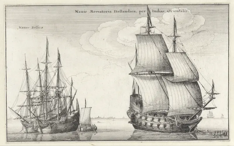 Nederlandse Oost-Indiëvaarder en twee oorlogsschepen Wall Art by Unknown - High-Resolution Digital Print