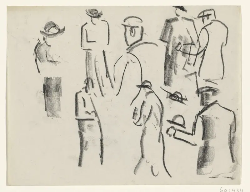 Negen mannen met hoeden Wall Art by Leo Gestel - High-Resolution Digital Print