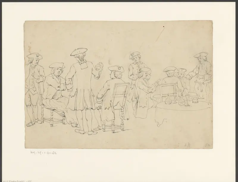Negen mannen op een bijeenkomst Wall Art by Unknown - High-Resolution Digital Print