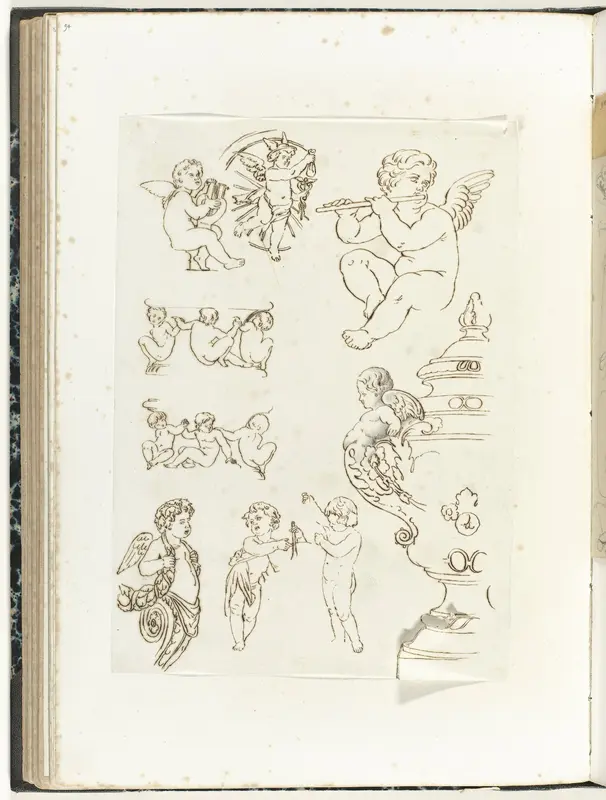 Negen ornamenten met putti en Mercurius Wall Art by anonymous - High-Resolution Digital Print