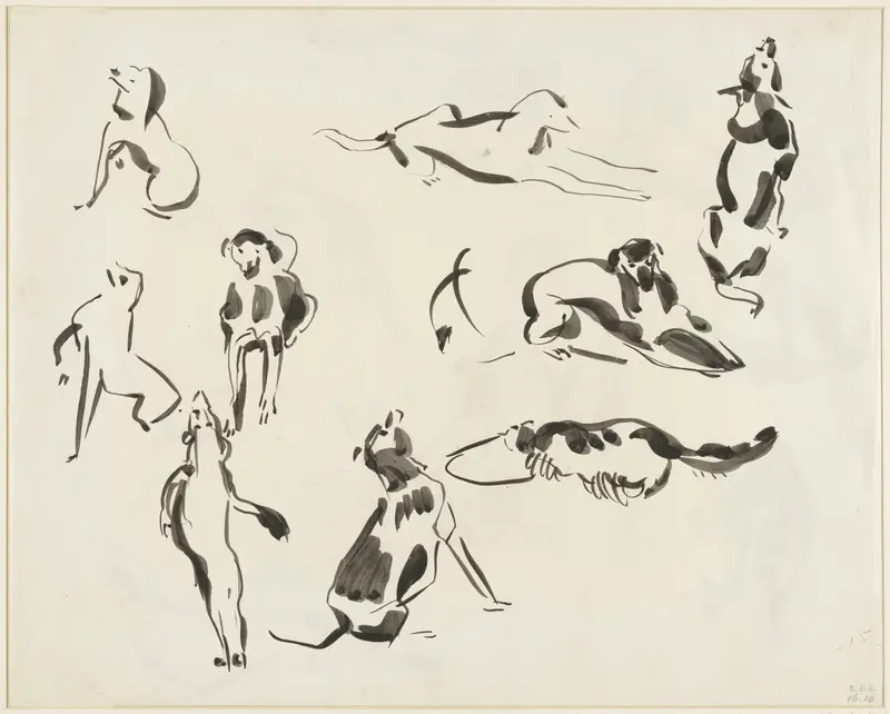 Negen studies van een hond Wall Art by Rik Wouters - High-Resolution Digital Print