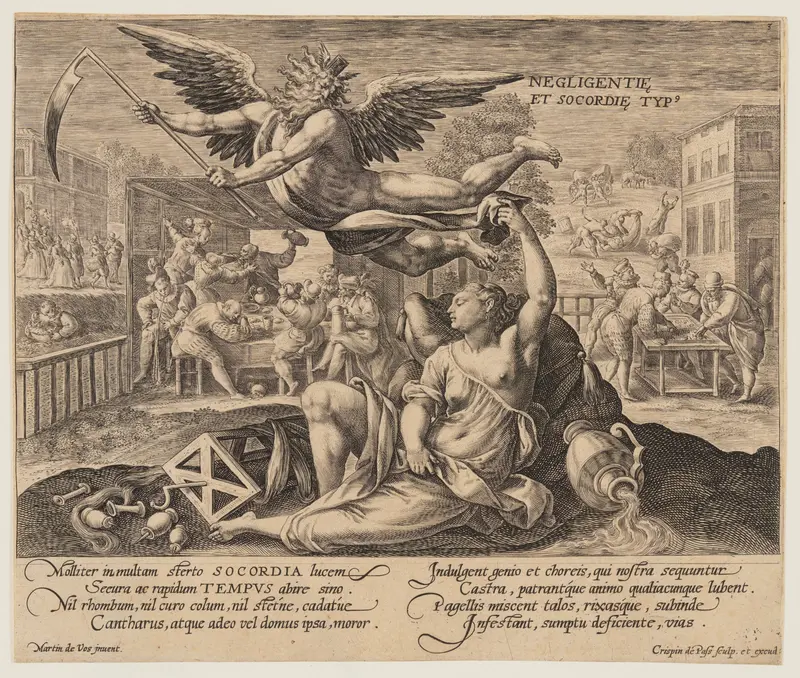 Negligentie et Socordie Typus, from Time with Virtues and Vices Wall Art by Crispijn van de Passe, I - High-Resolution Digital Print