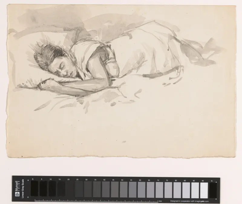 Nel Houtman slapend op bed Wall Art by Hens van der Spoel - High-Resolution Digital Print