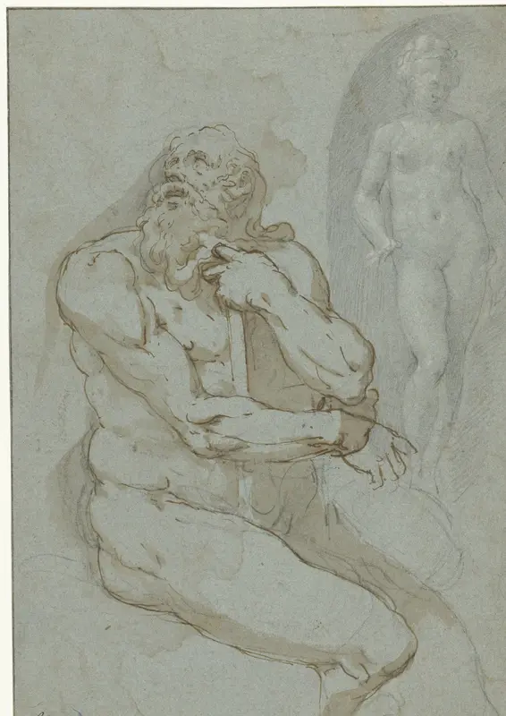 Neptune before a niche with Amphitrite (?) Wall Art by Francesco Salviati - High-Resolution Digital Print