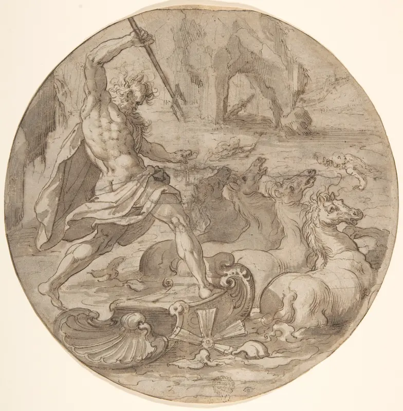 Neptune in his Chariot Wall Art by Pieter de Jode I - High-Resolution Digital Print