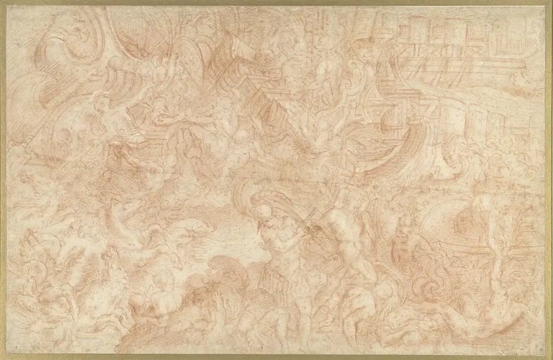 Neptunus komt tussenbeide in een zeeslag Wall Art by anonymous - High-Resolution Digital Print