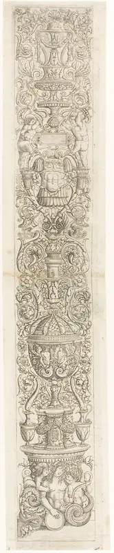 Nereid Ridden by Two Children, plate six of Twelve Ornament Panels Wall Art by Giovan Pietro Birago - High-Resolution Digital Print