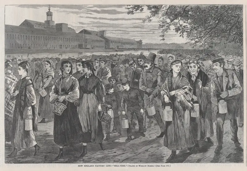 New England Factory Life – "Bell Time" (from "Harper's Weekly," Vol. XII) Wall Art by Winslow Homer - High-Resolution Digital Print