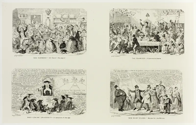New Harmony - All Owin' No Payin' from George Cruikshank's Steel Etchings to The Comic Almanacks: 1835-1853 (top left) Wall Art by George Cruikshank - High-Resolution Digital Print