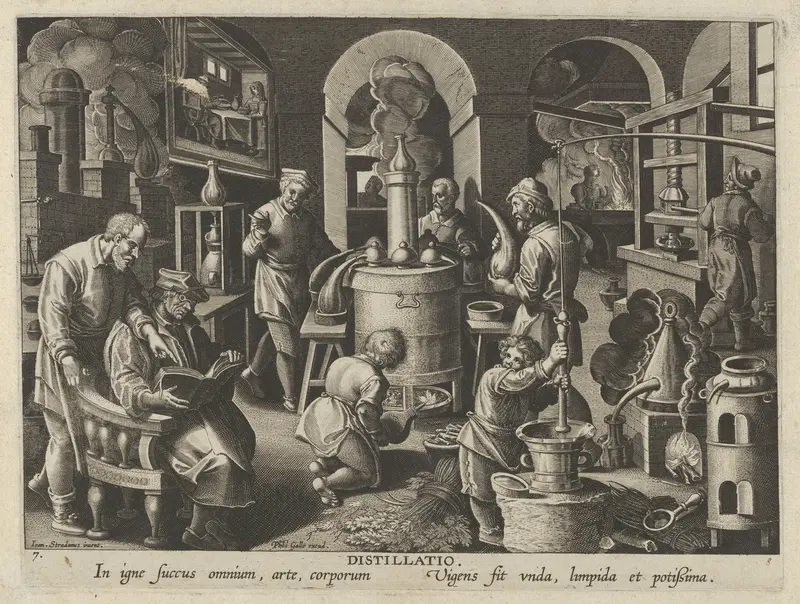 New Inventions of Modern Times [Nova Reperta], The Invention of Distillation, plate 7 Wall Art by Jan Collaert I - High-Resolution Digital Print
