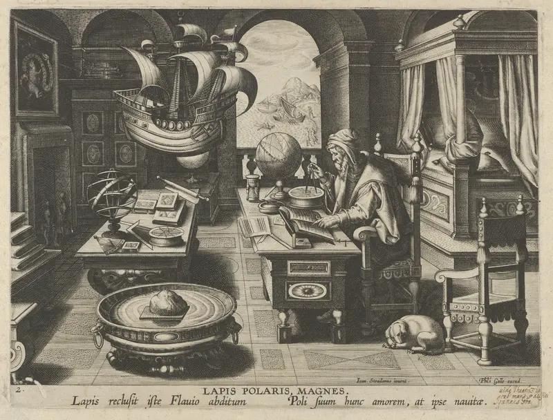 New Inventions of Modern Times [Nova Reperta], The Invention of the Compass, plate 2 Wall Art by Jan Collaert I - High-Resolution Digital Print