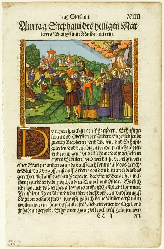 New Testament Scene, plate thirteen from Woodcuts from Books of the XVI Century Wall Art by Monogrammist S.G. - High-Resolution Digital Print