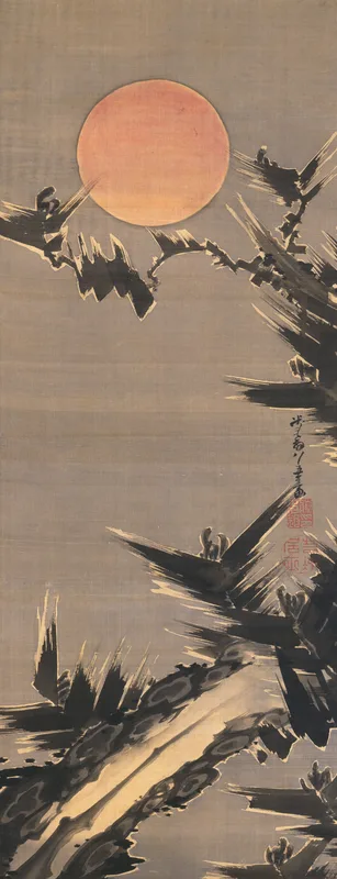 New Year's Sun and Old Pine Tree Wall Art by Itō Jakuchū - High-Resolution Digital Print