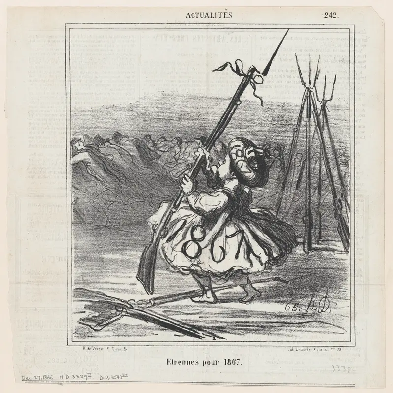 New Year's gifts for 1867, from 'News of the day,' published in Le Charivari, December 27, 1866 Wall Art by Honoré Daumier - High-Resolution Digital Print
