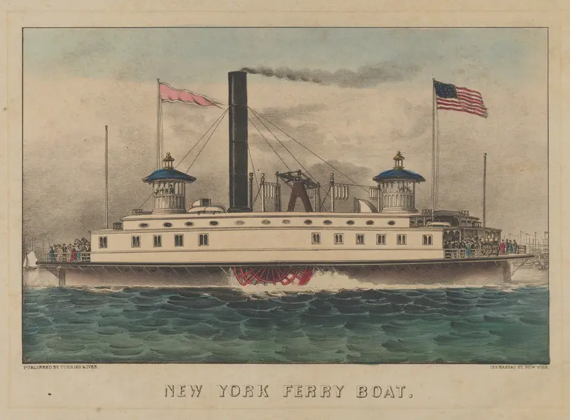 New York Ferry Boat Wall Art by Currier & Ives - High-Resolution Digital Print